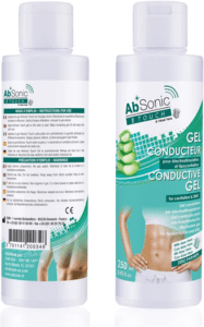 A picture of the front and back of an absonic gel.